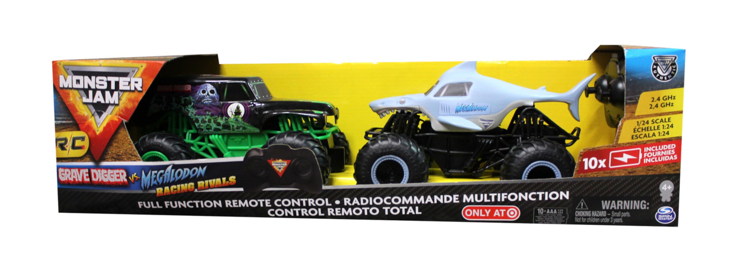 Monster Jam Official Grave Digger vs Megalodon Racing Rivals Remote Control Spin Master Games