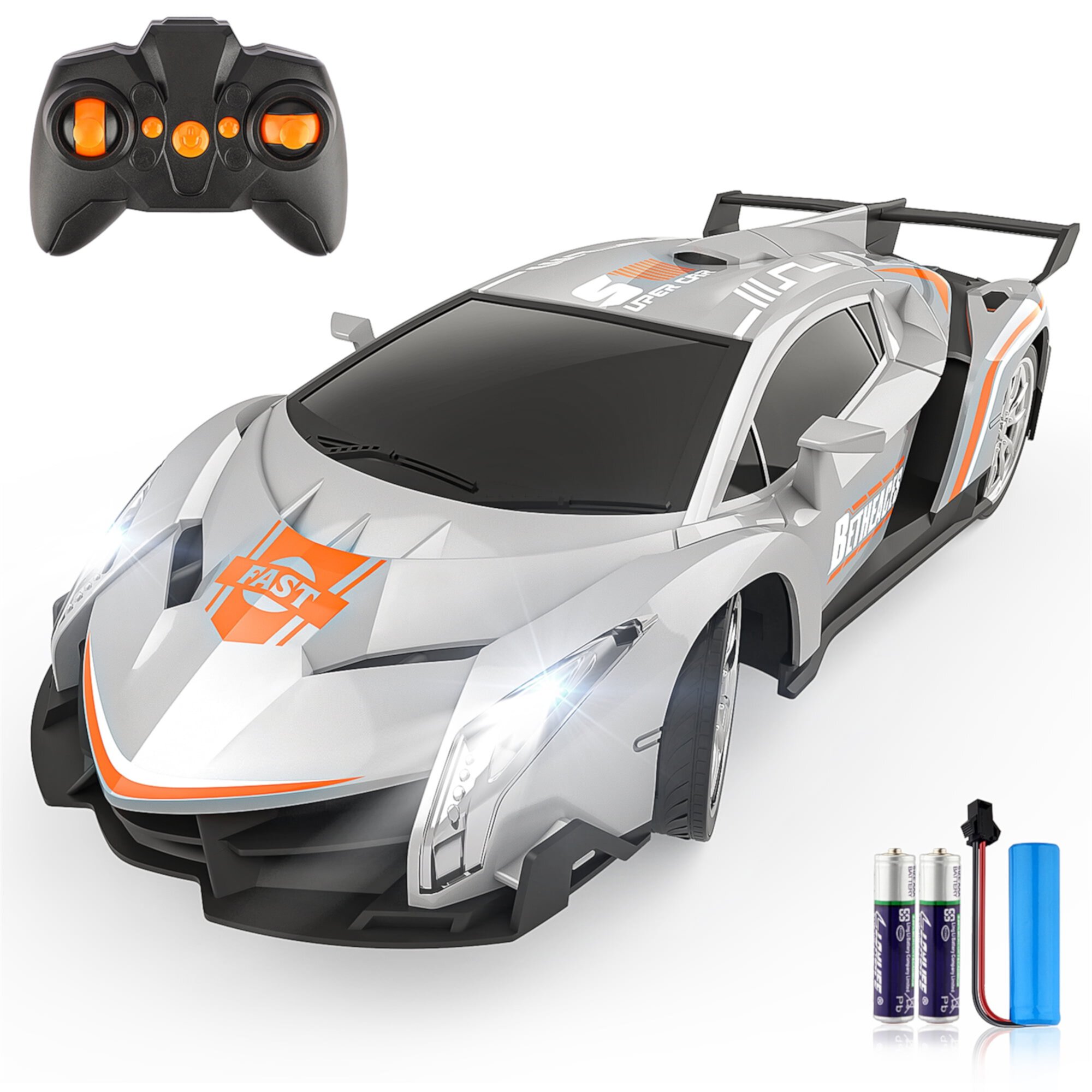 Wupuaait 1/18 Electric RC Lamborghini Toys Remote Control Racing Cars for 3-12 Years Old Kids with Rechargeable Batteries, Silver Wupuaait