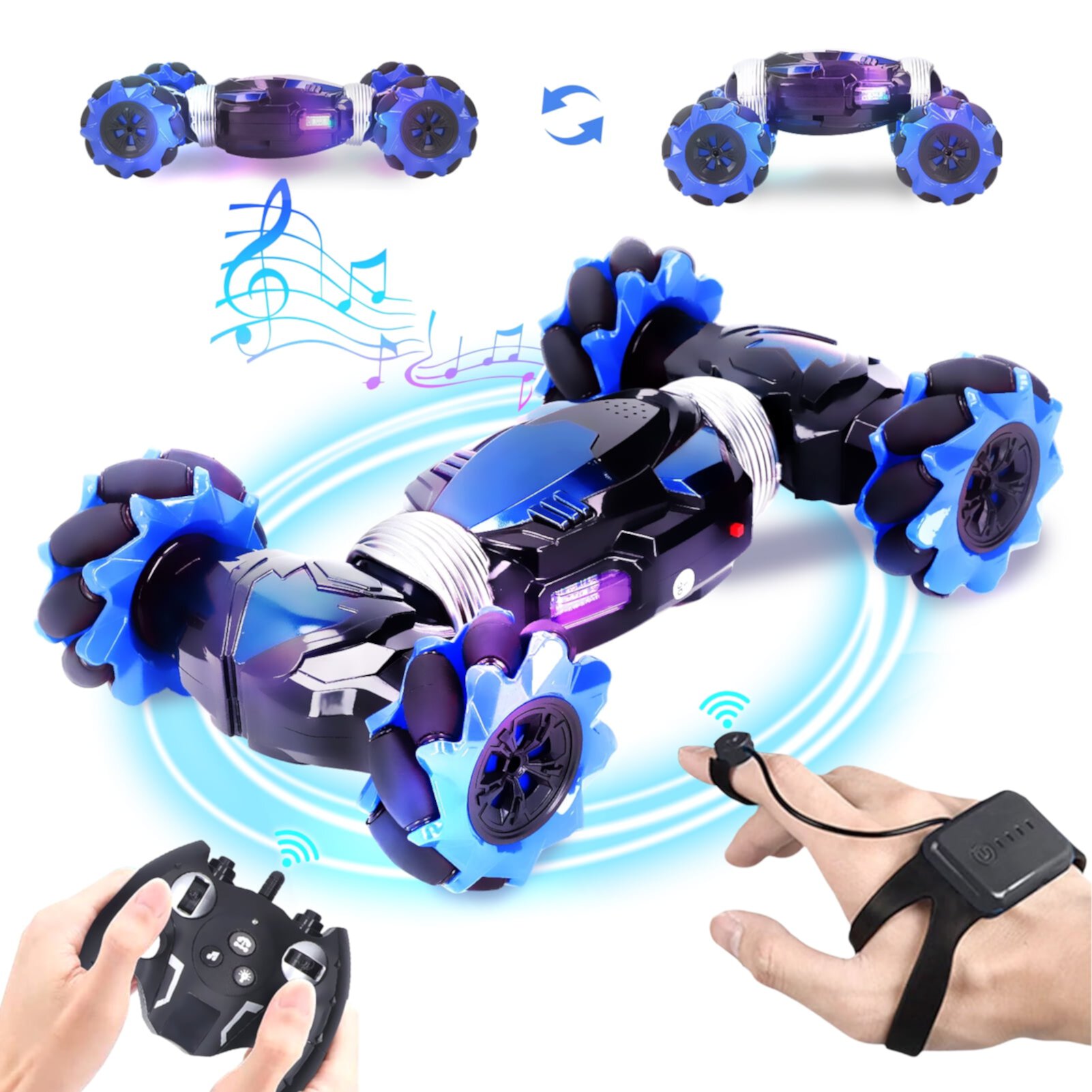 Remote Control Car with Cool Spray, Light & Music, 2.4GHz RC Stunt Car 360Â° Rolling Rotating Rotation Car Toys for Boys Kids FAGINEY