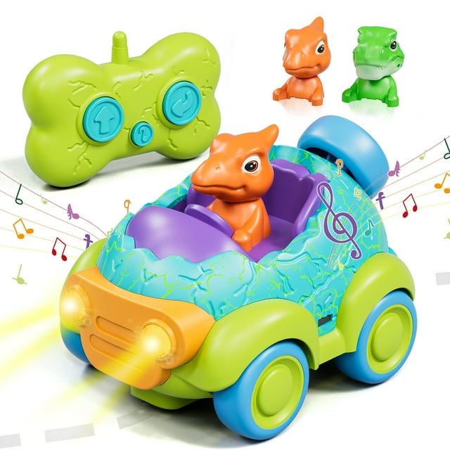 Remote Control Car for Toddlers, Rechargeable RC Cars for Toddler Toys 2-3, Toys for Ages 2-4 Dinosaur with Lights & Music, 2 3 4 5 Years Old Boy Toys OROLIVING