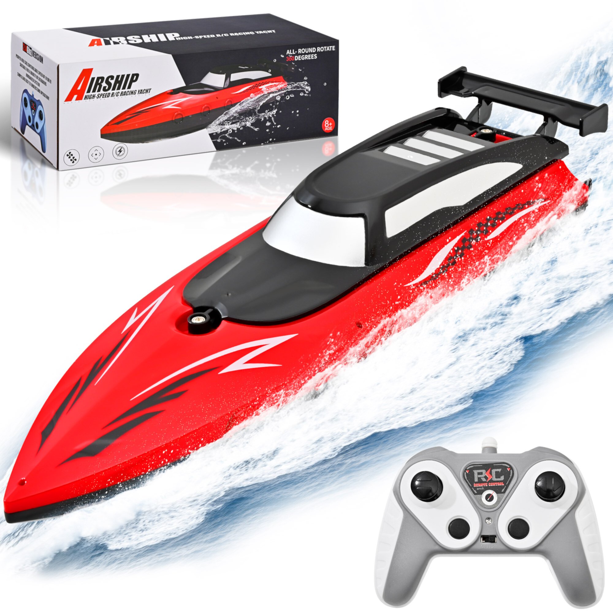 RC Boat - Remote Control Boat for Adults & Kids,12+KMH RC Boat for Pools/Lakes/River/Water with 2 Rechargeable Batteries Topfox