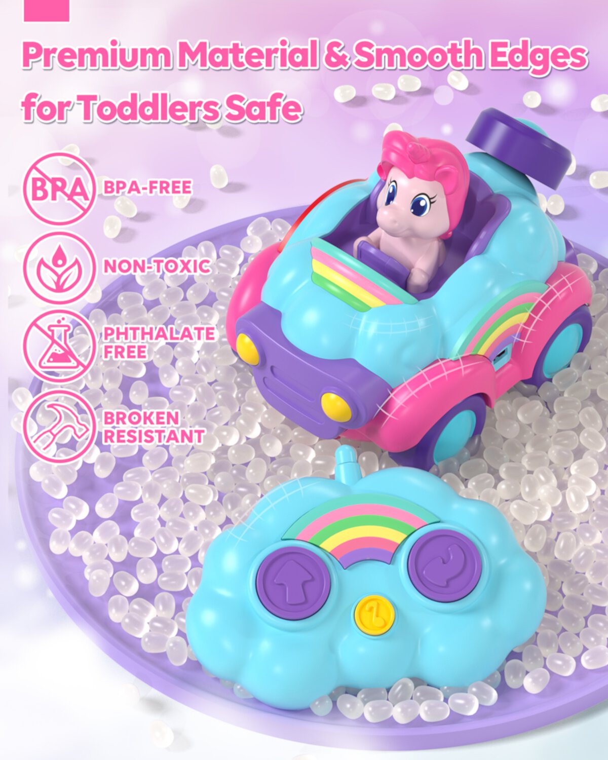 Toddler Girl Toys, Rechargeable Remote Control Car for Toddlers Ages 2-4 Girls Old Girl Toys, Unicorn Toys RC Cars with Lights & Music, Toys for 3 Year Old Girls Lehoo Castle