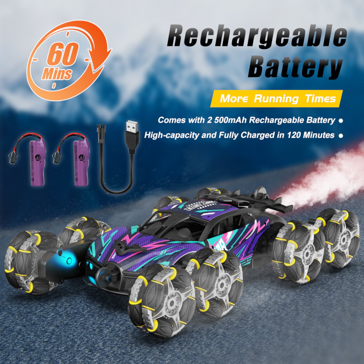 Remote Control Cars, 8WD RC Stunt Cars Toys for 6 7 8 9 10 Year Old Girl Boys, Transform Drift Climbing Racing Vehicle with with Spray, Light & Sound for Kid Age 8-12 Toys Birthday OROLIVING