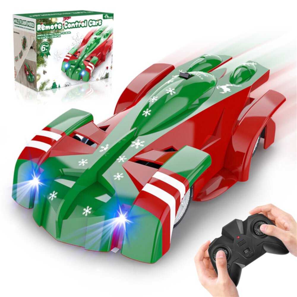 Wupuaait Remote Control Christmas Rechargeable RC Wall Climbing Racer Stunt Car Toys Xmas Gift for 3-12 Kids, Boys and Girls, Green and Red Wupuaait