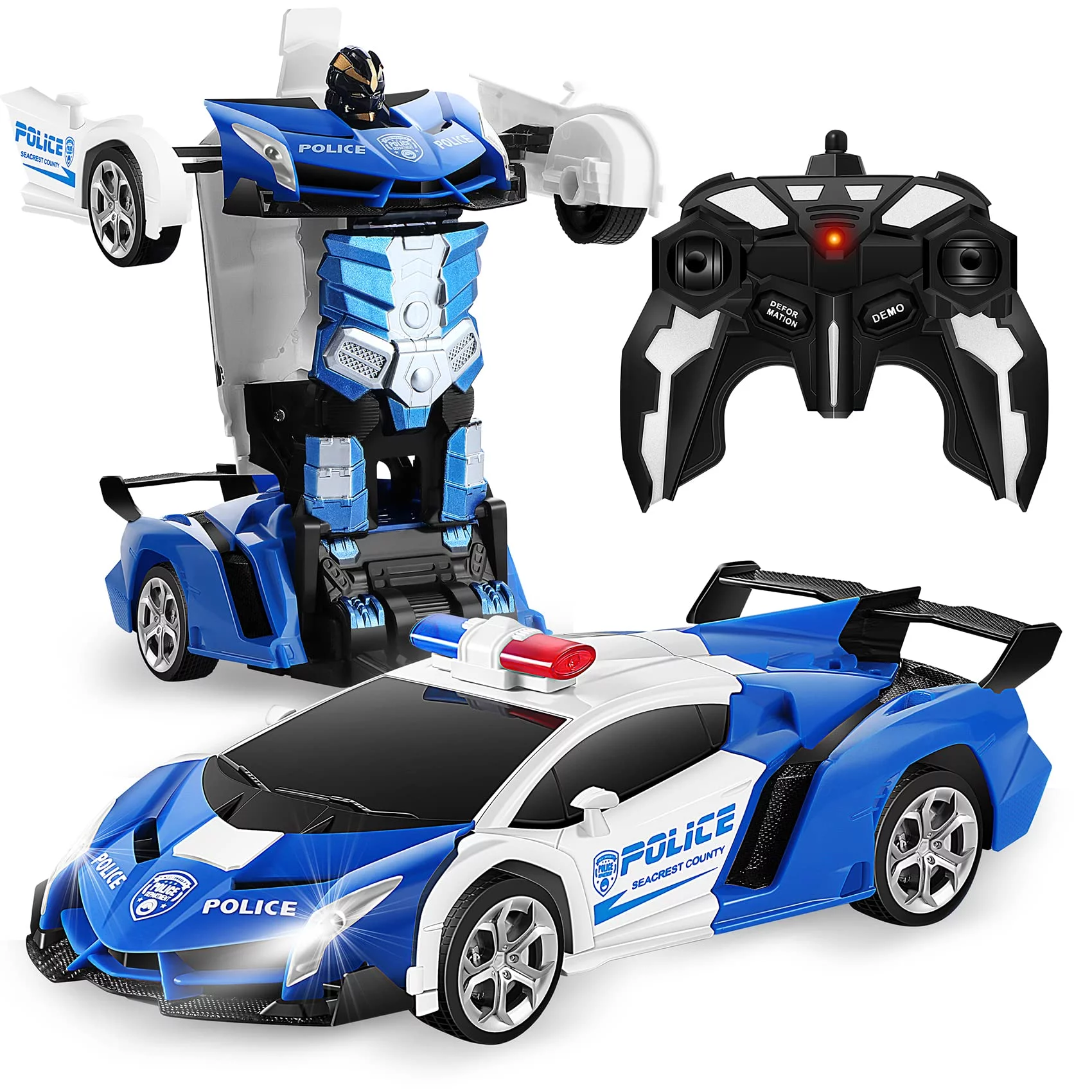 Transform RC Car Robot, Remote Control Car Independent 2.4G Robot Deformation Car Toy with One Button Transformation & 360 Speed Drifting 1:18 Scale Topfox