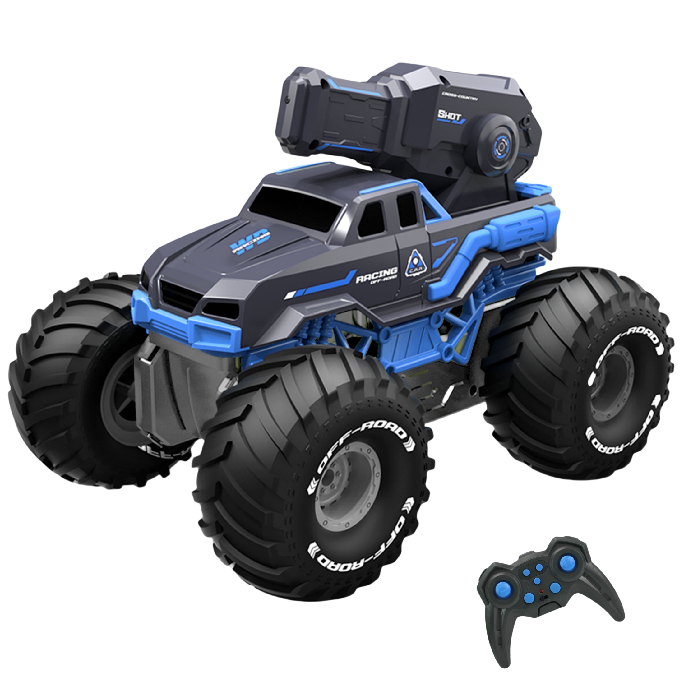 Mibescal Amphibious RC Car Boat with Water Spray Gun,1:16 4WD Remote Control Waterproof Monster Truck with 2 Batteries,Gift for Boys/Girls/Kids Aged 6+ Mibescal