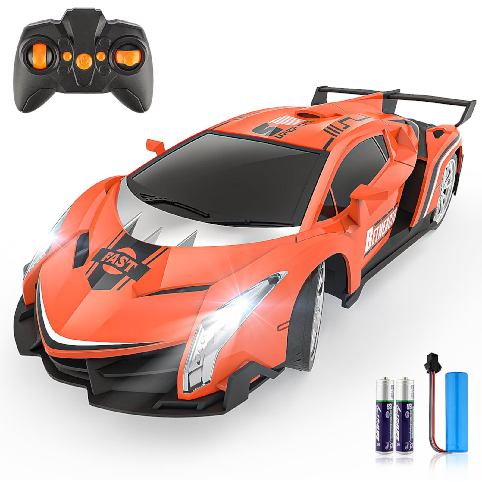 Growsly Lamborghini RC Car Toys for Kids 4-12 Years Old 1/18 Racing Crawler Toy Car Model Vehicle with Rechargeable Batteries, Silver Growsly