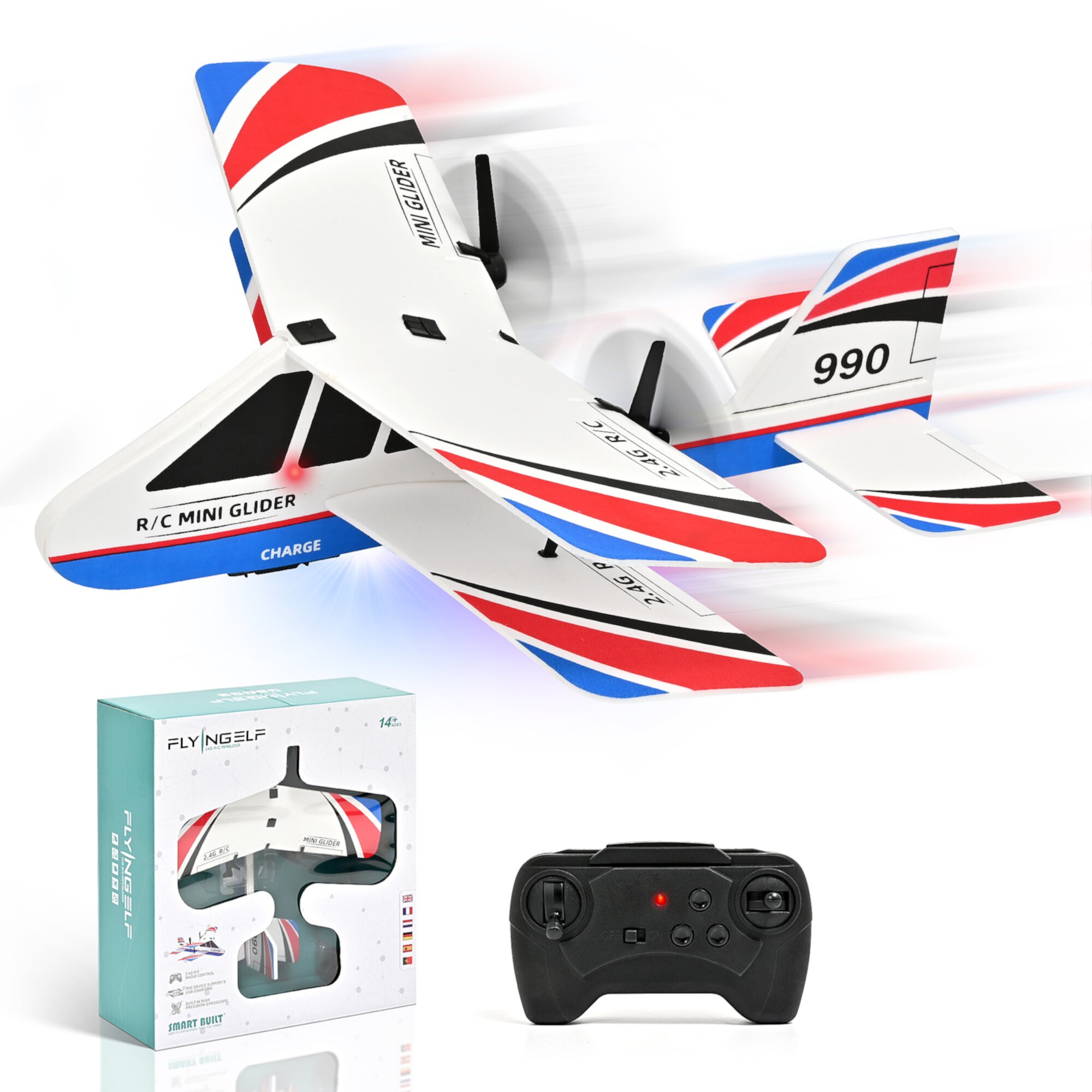 RC Planes for Kids - Remote Control Airplanes for Beginners, Indoor Outdoor with LED Light & Gyro, 2.4GHz Easy to Fly RC Airplane for Kids Topfox