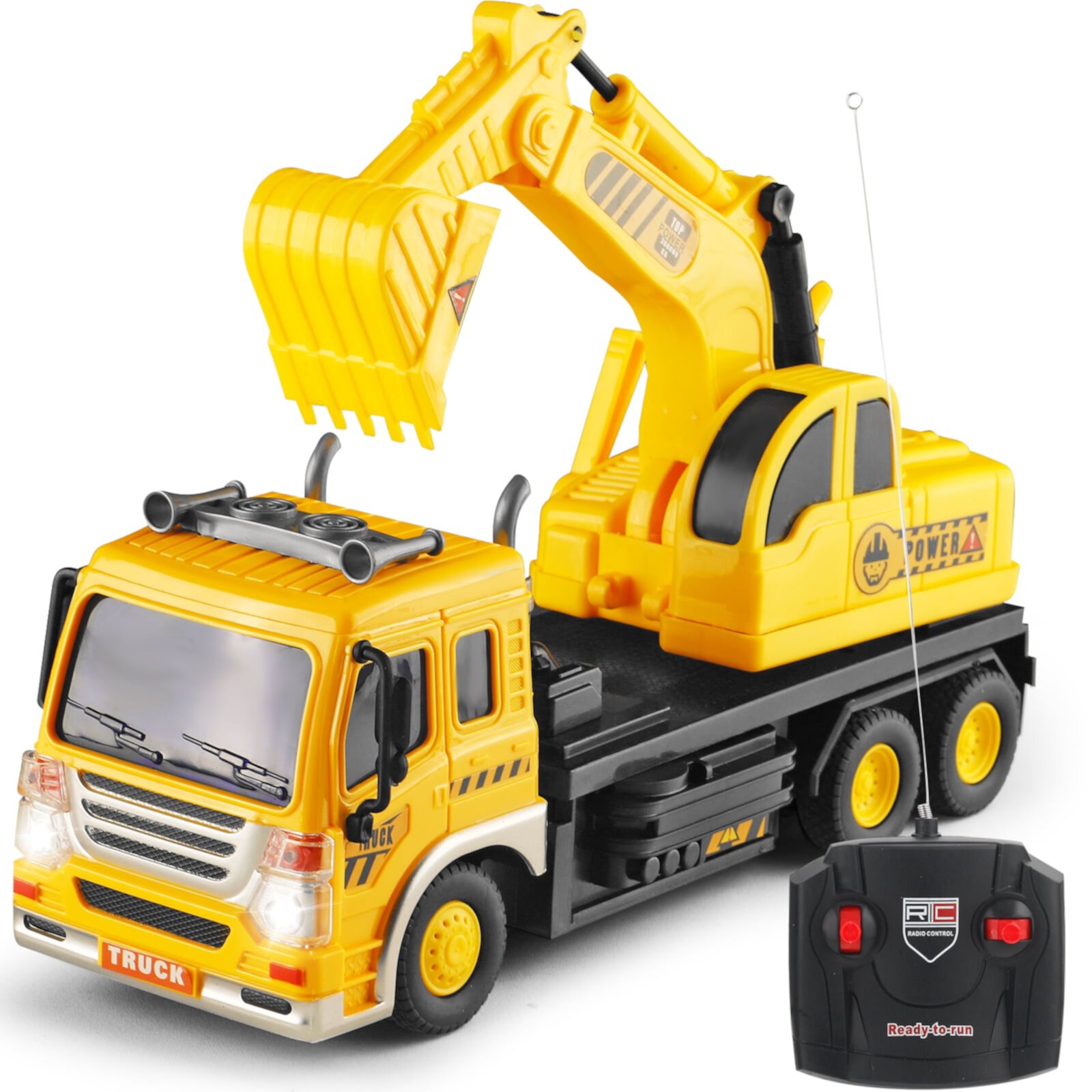 Remote Control Excavator Toys for Boys 3-6 Years Beginners RC Construction Excavator with LED Light Pretend Construction Playset Vehicle NETNEW