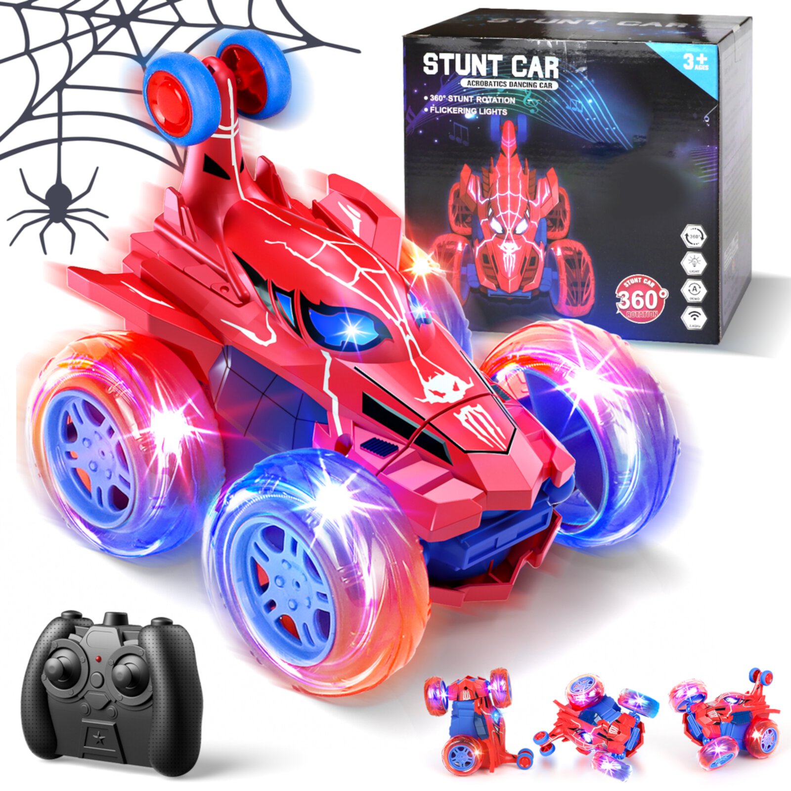 Remote Control Car RC Cars Toys for Boys 3 4 5 6 7 8 9 10 Year Old Girl Boys, 2.4Ghz Fast Stunt with Cool Light for Kids Birthday Chritmas OROLIVING