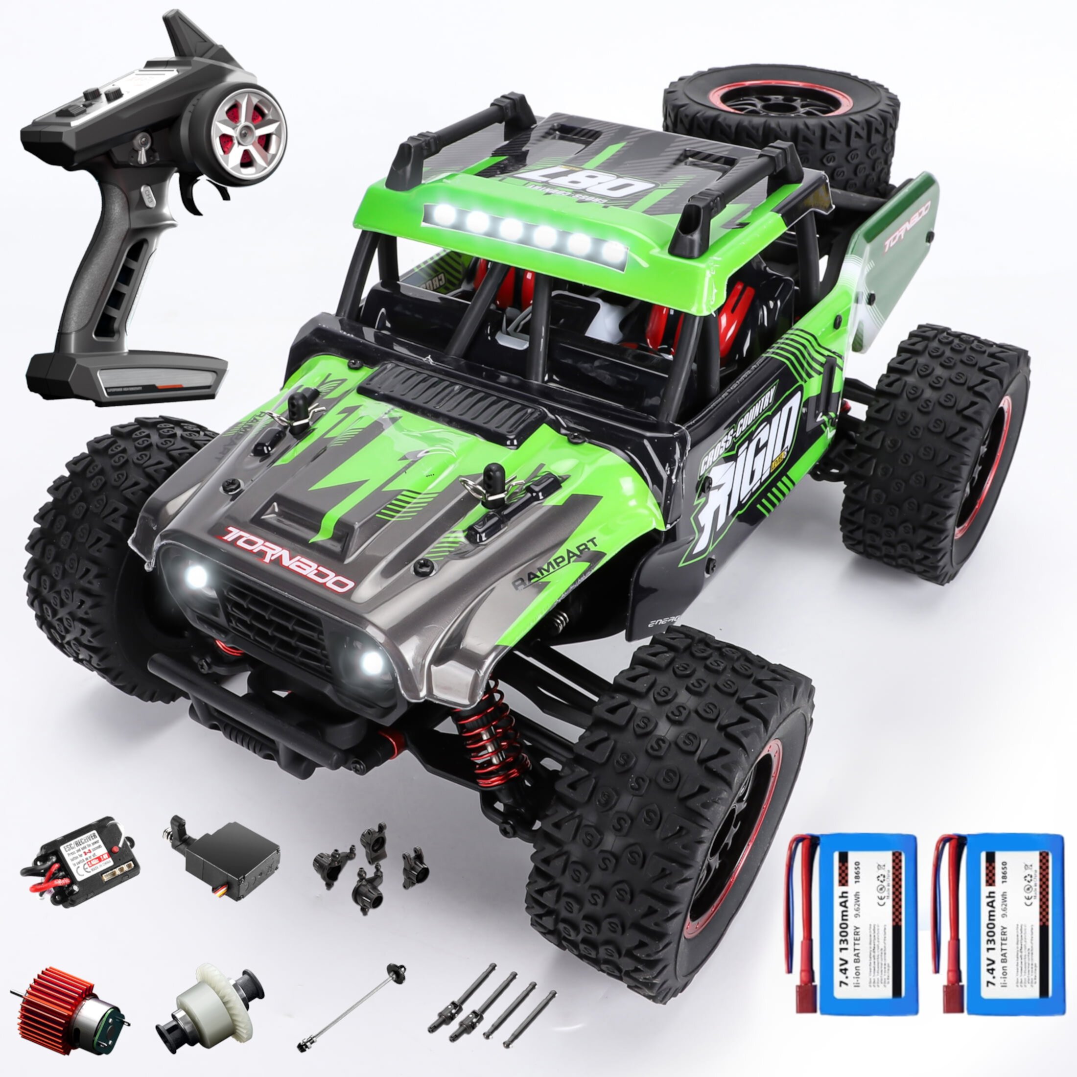 RC Cars 1:14 4WD High Speed Remote Control Truck 60+km/h Fast All Terrain Off Road RC Truck Toy Gifts for Kids Adults, 2 Batteries FAGINEY