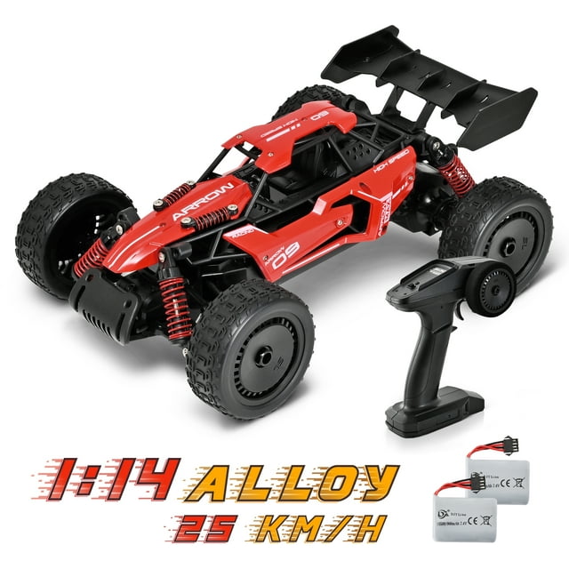 Remote Control Car - 1:14 Alloy High Speed Fast RC, 25 KM/H RC Racing Cars, RC Drift Car for Kids Adults , Off Road Variable-Speed Vehicle with 2 Rechargeable Battery Topfox