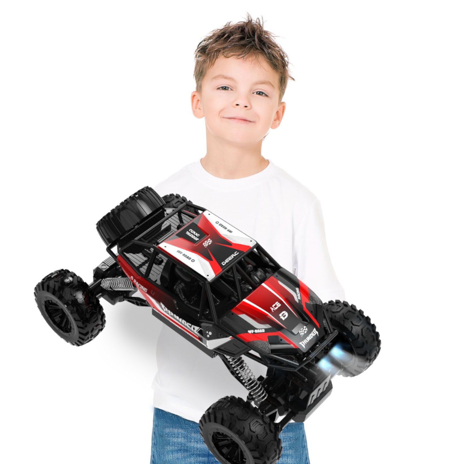 RC грузовик 1:12 с металлическим корпусом, 4WD, 2 аккумуляторами, 2.4Ghz, светодиодами, красный JoyStone