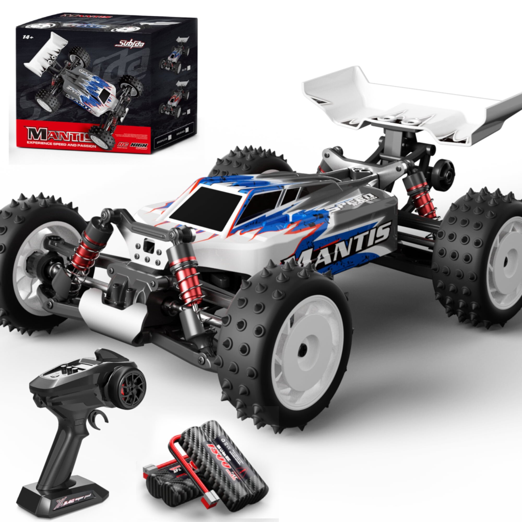 Fast RC Cars Max 55+KMH Remote Control Car for Boys Adults Off-Road RC Truck 1:16 4WD RC390 Motor 2.4G High Speed Racing Car Toy for Kids, 2 Batterie FAGINEY