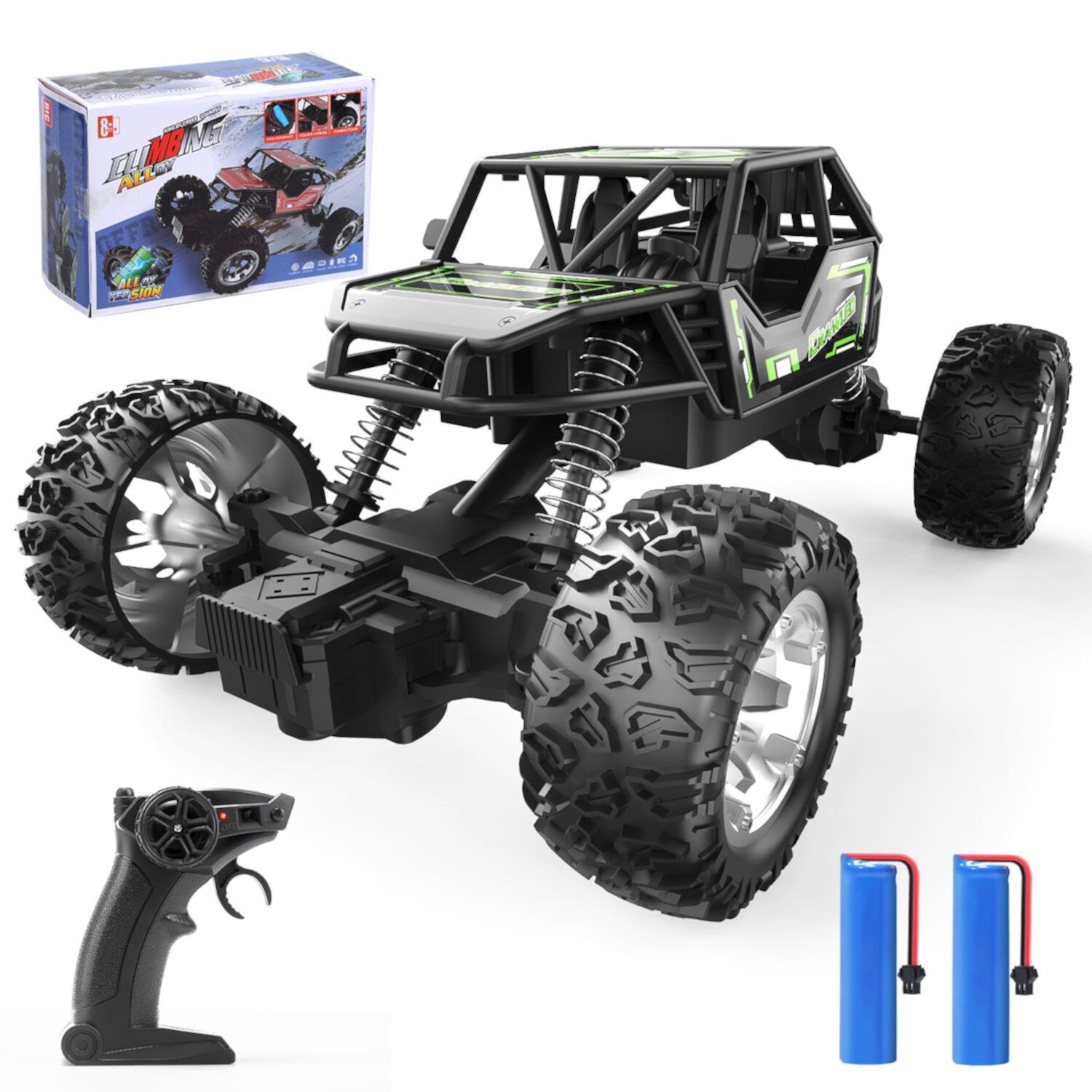 JoyStone 1:14 Remote Control Truck W/Metal Shell, 60+ Mins, 2.4G, RC Cars Crawler for Boys, Monster Trucks, Toy Vehicle Car Gift for Kids Adults(Green) JoyStone