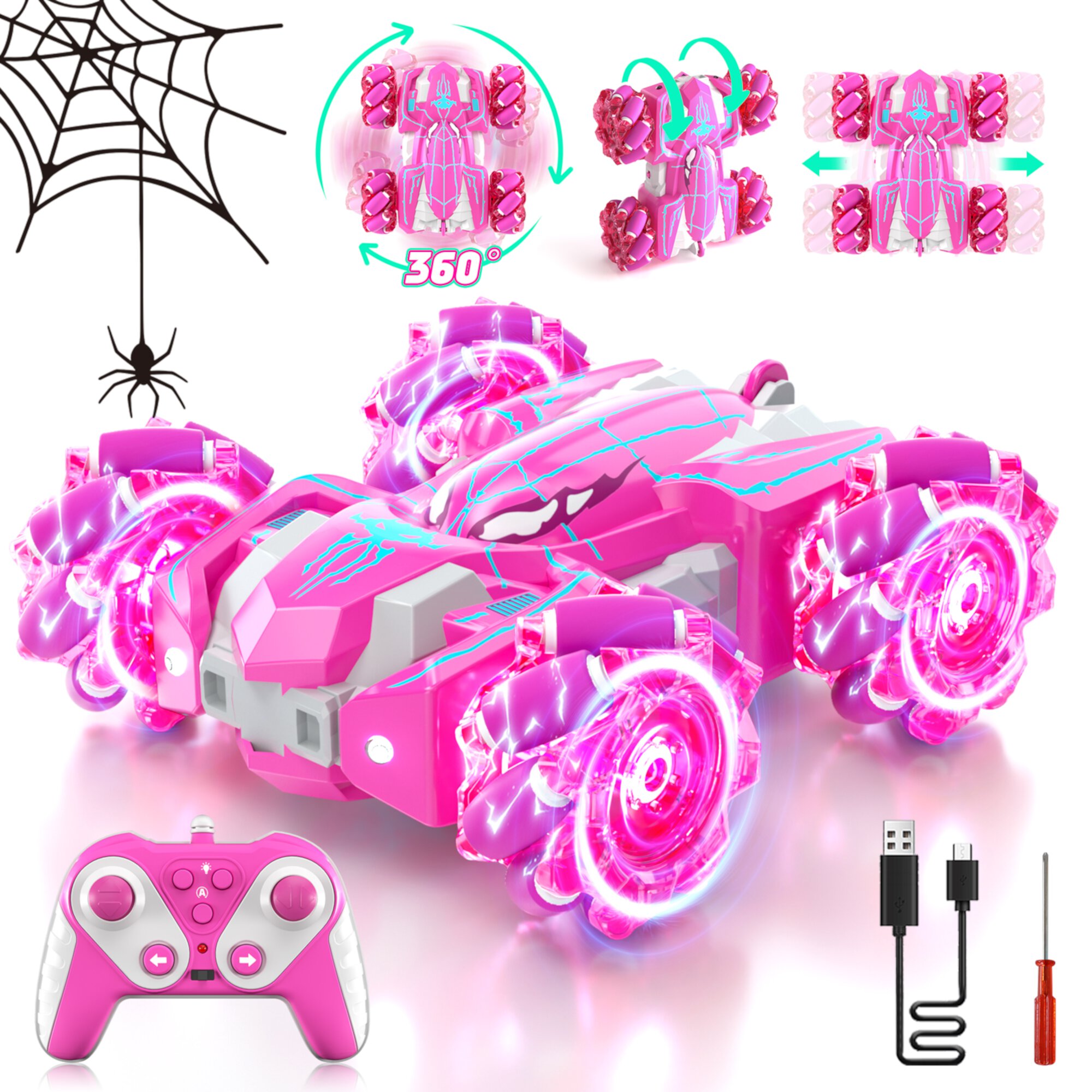 Remote Control Car, RC Cars Toys for 3 4 5 6 7 8 9 10 Year Old Girl Boys, 2.4Ghz Fast Stunt, Double Sided Race Car for Girls Kid Age 8-12 Outdoor Toys Birthday OROLIVING