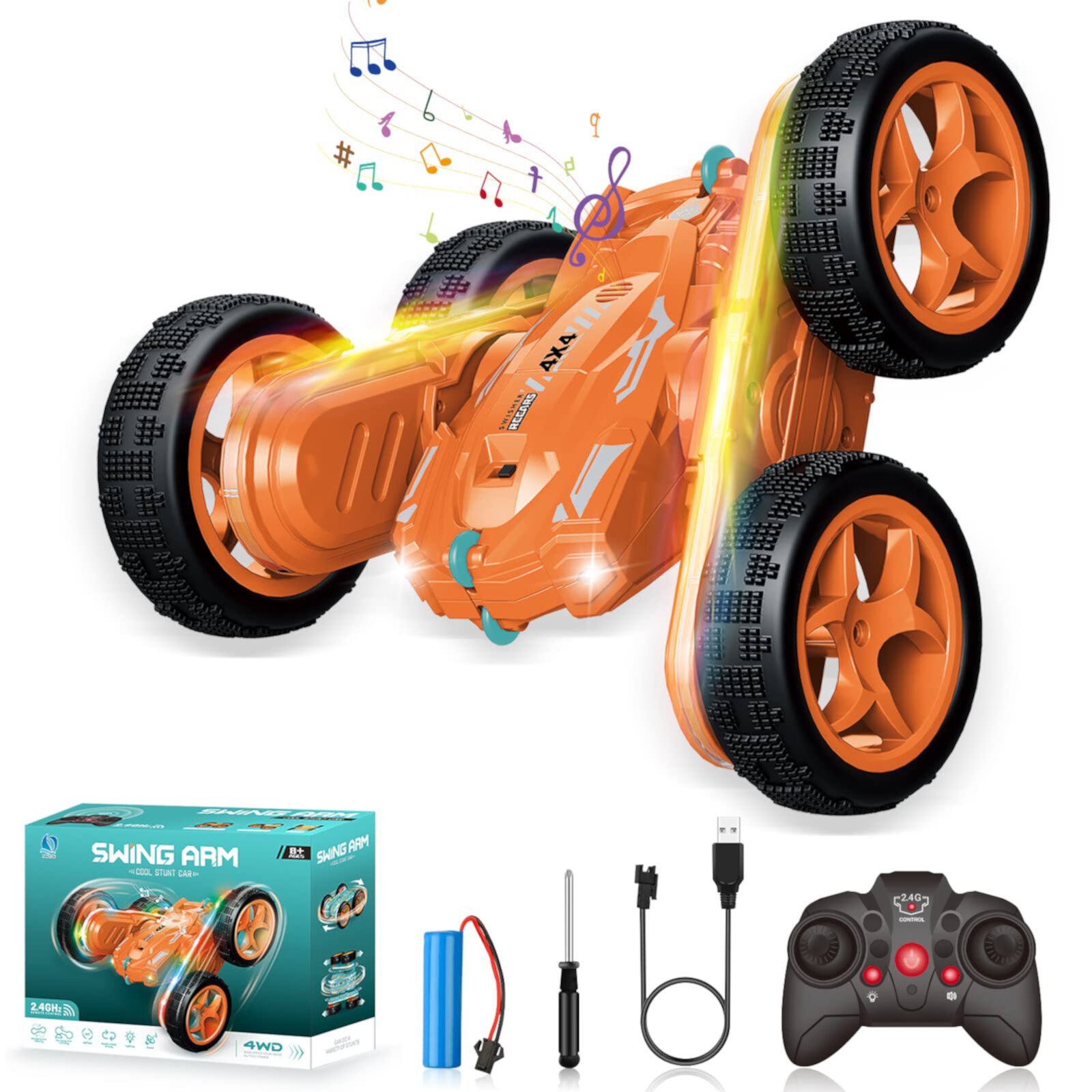 UUGEE Remote Control Car for Boys, RC Cars 360° Rotating Drift 2.4GHz 4WD Stunt Race Car Toys, Christmas Gifts for 3 4 5 6 7 8 Year Old Kids UUGEE