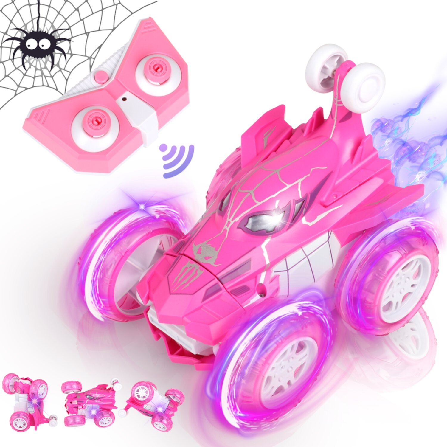 Huge Wave Spider Remote Control Car,360°Flips 4WD Remote Control Car for Boys Girls,RC Stunt Car with Cool Light,Christmas Birthday Gifts for Boys Girls 5-7 Huge Wave