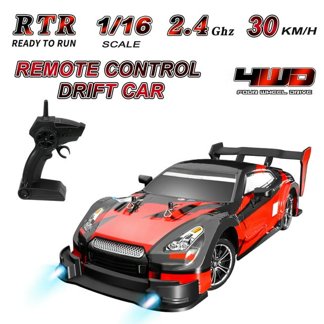 Eccomum RC Sport Racing Drift Car, 1/16 Remote Control Car, 4WD RTR Vehicle High Speed 40km/h, for Adults Kids Gifts, Red Eccomum