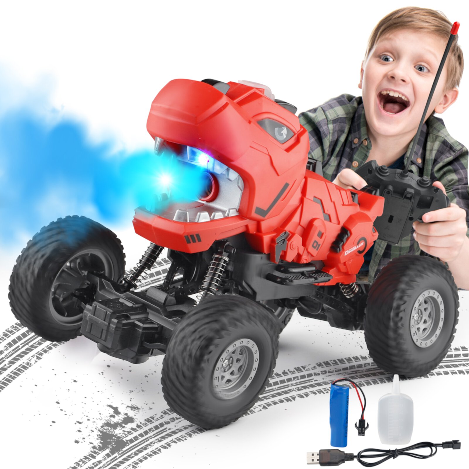 Dinosaur Remote Control Car Monster Trucks RC Car Toys for Boys Kids and Toddlers 1:16 Scale Christmas Birthday Gifts NETNEW