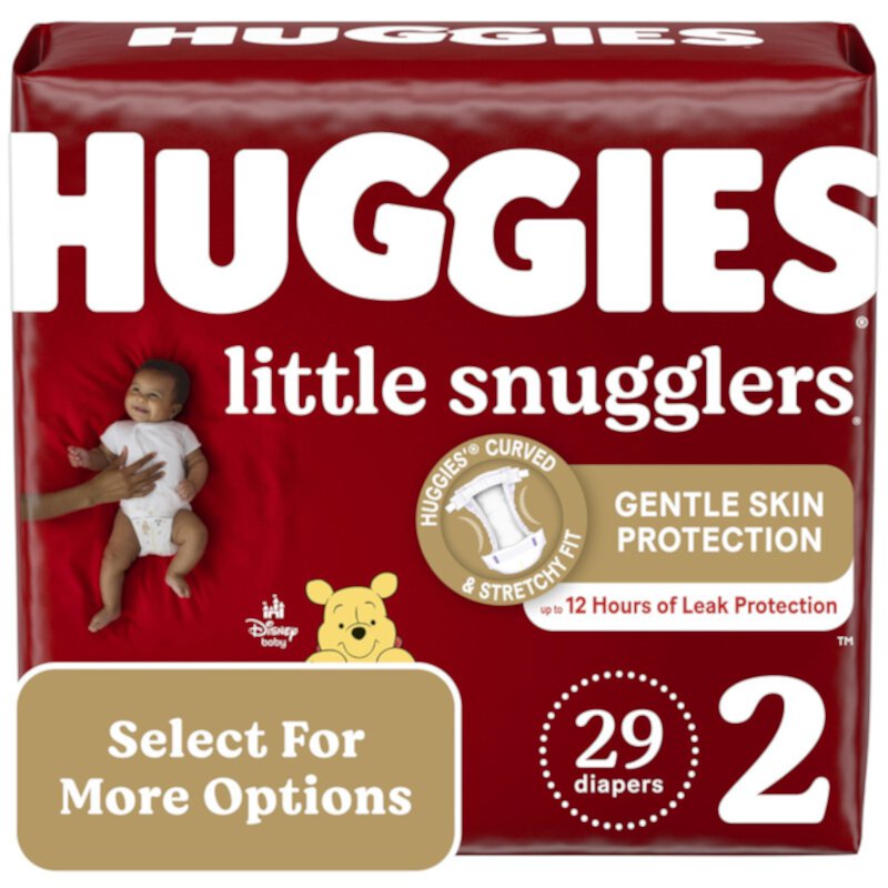 Pack of 2 Huggies Little Snugglers Baby Diapers, Size 2 (12-18 lbs), 29 Ct Huggies