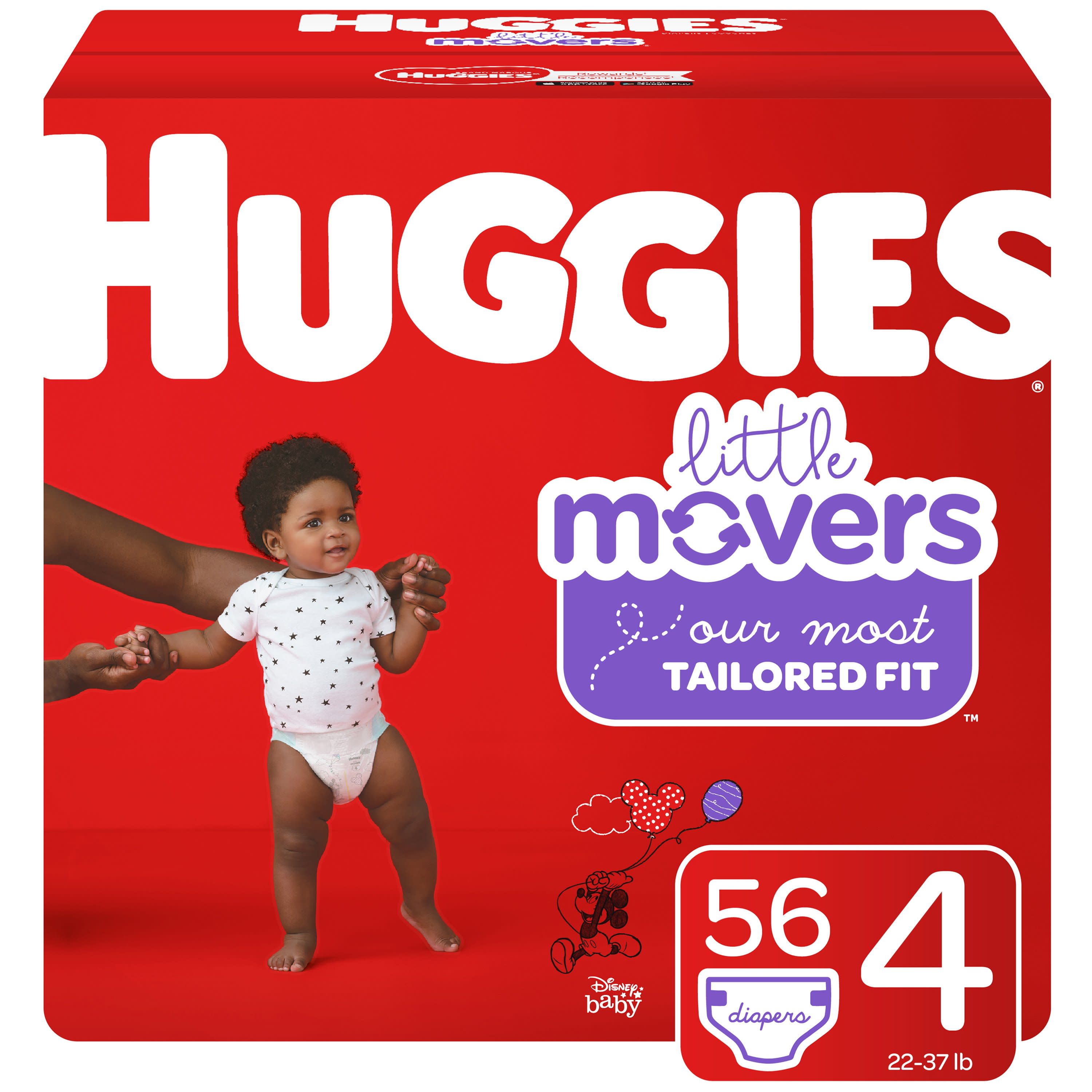 Huggies Little Movers Baby Diapers, Size 4, 56 Ct, Big Pack Huggies