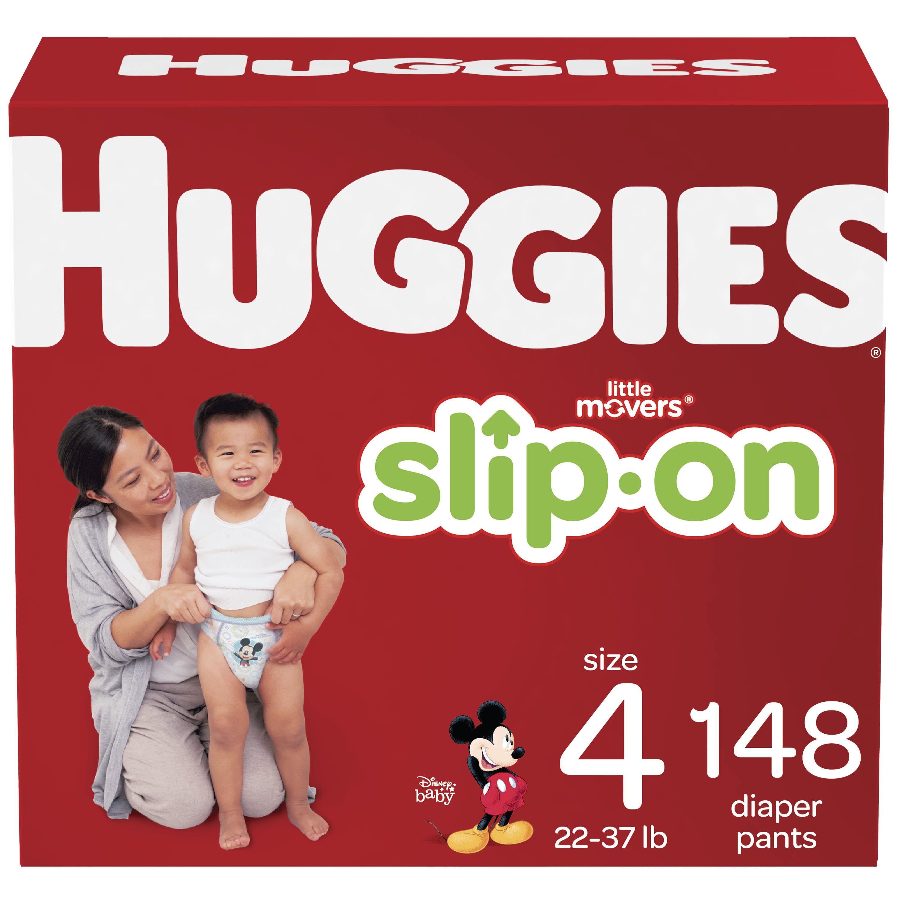 Huggies Little Movers Slip-On Diaper Pants, Size 4, 148 Ct Huggies