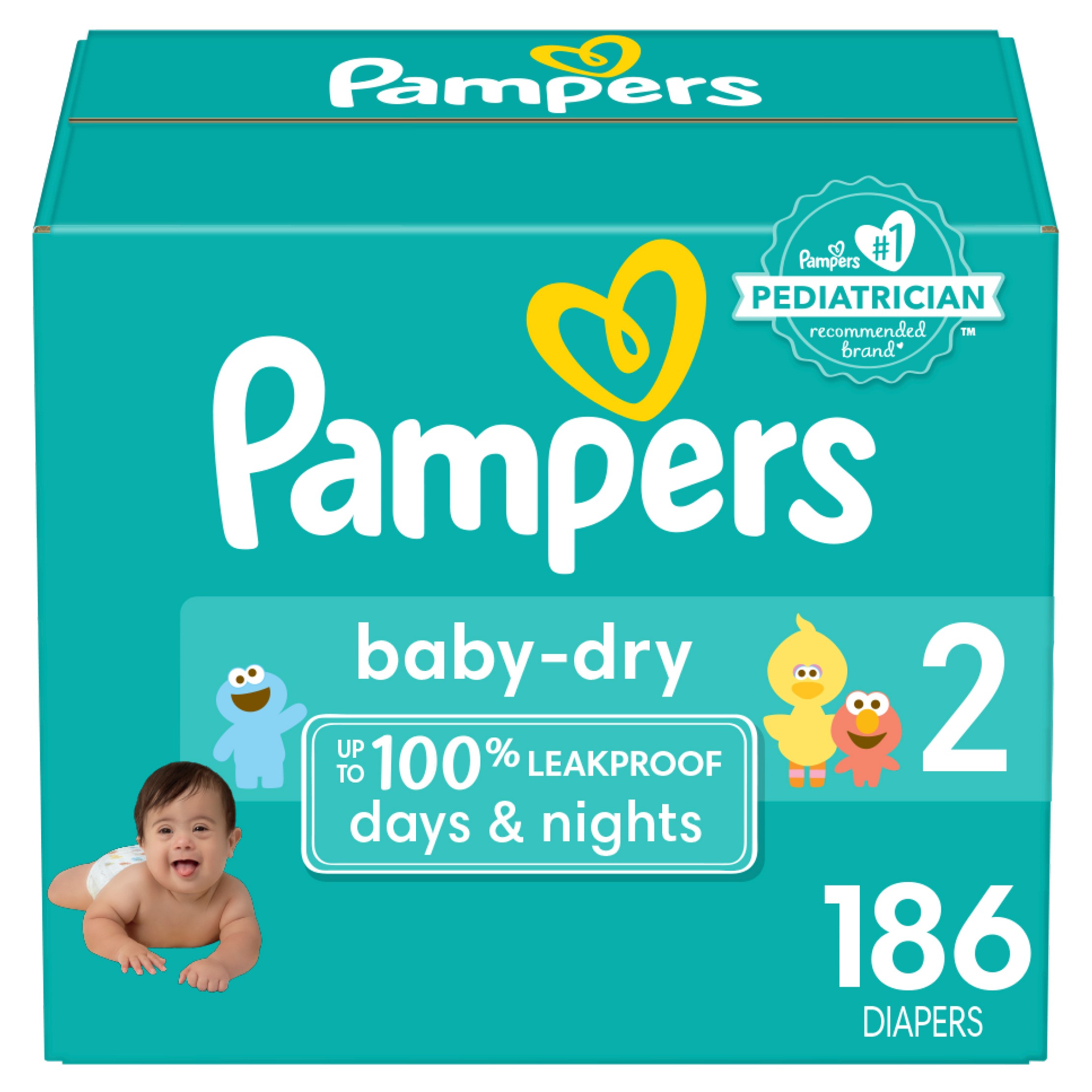 Baby Dry Diapers Enormous Pack - Size 2 - 186ct RENR