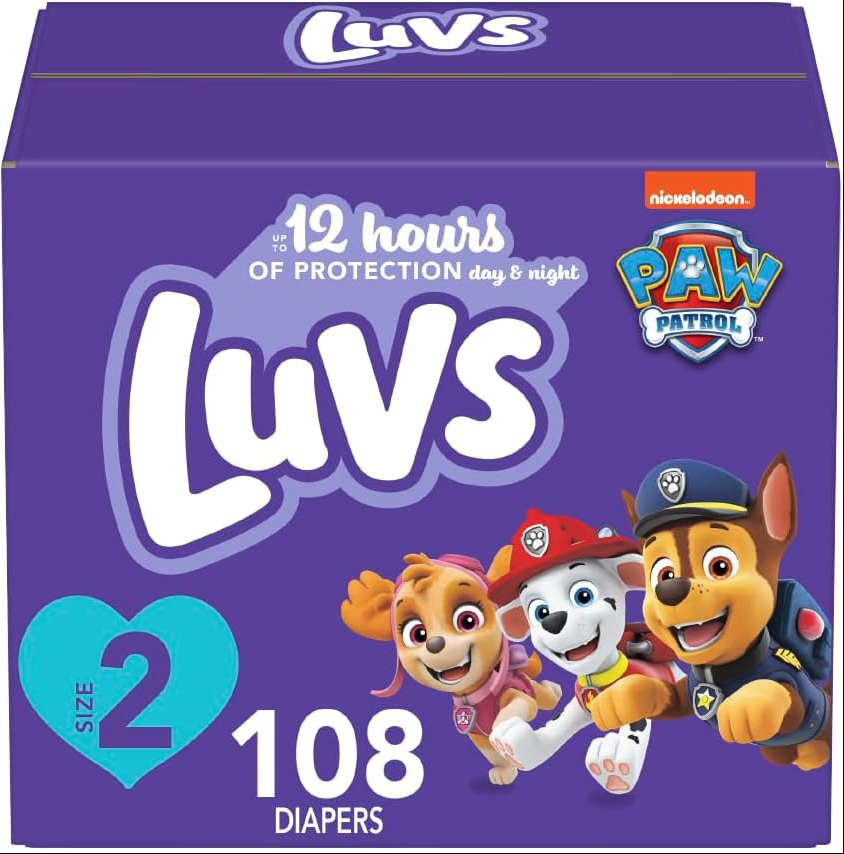 Luvs Diapers - Size 2, 108 Count, Paw Patrol Disposable Baby Diapers Luvs