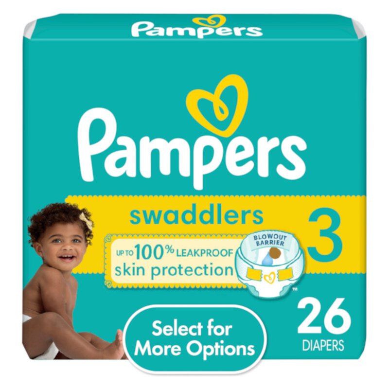 Pack of 2 Pampers Swaddlers Diapers, Size 3, 26 Count Visit the Pampers Store