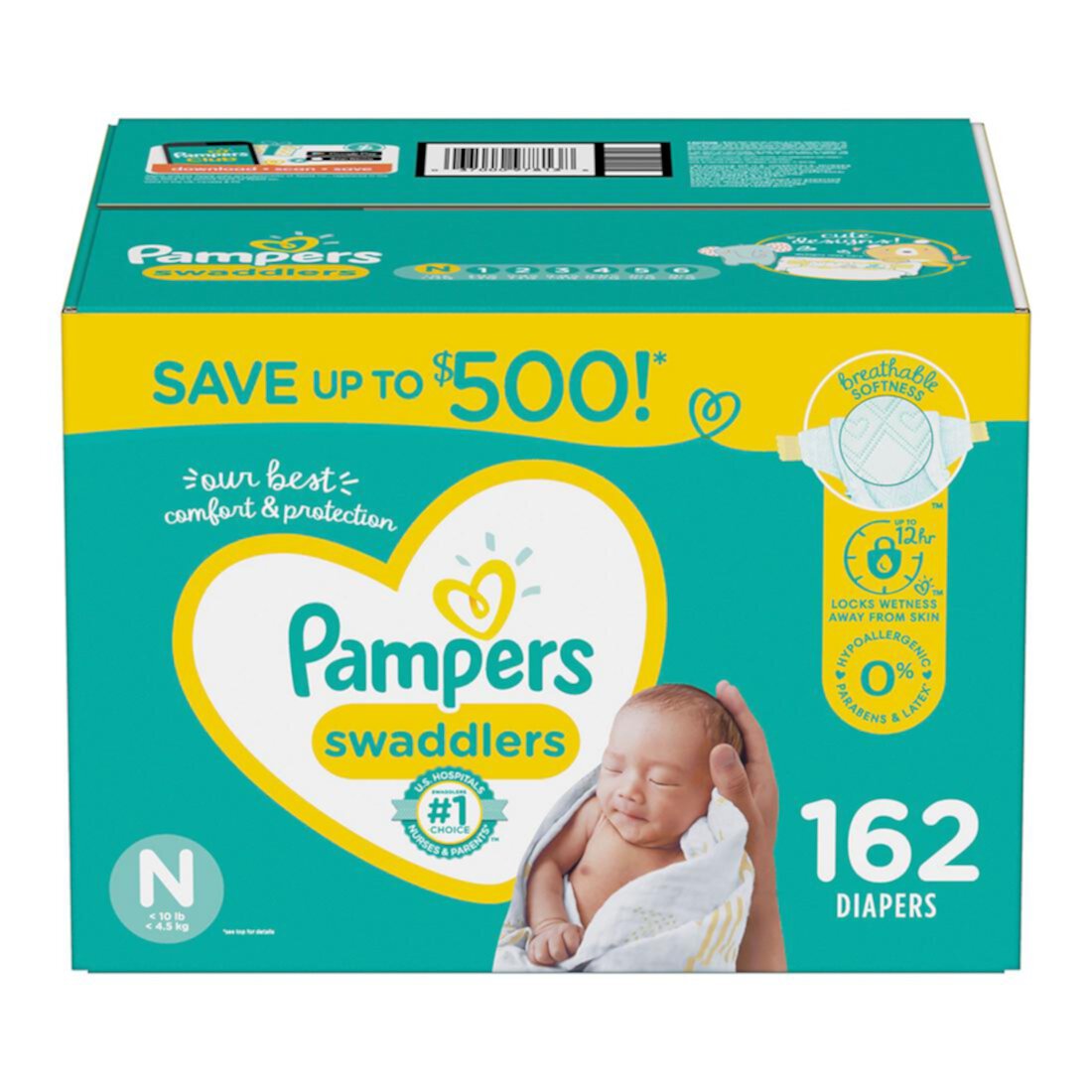 Pampers Swaddlers Diapers, Size N, 162 ct. Visit the Pampers Store