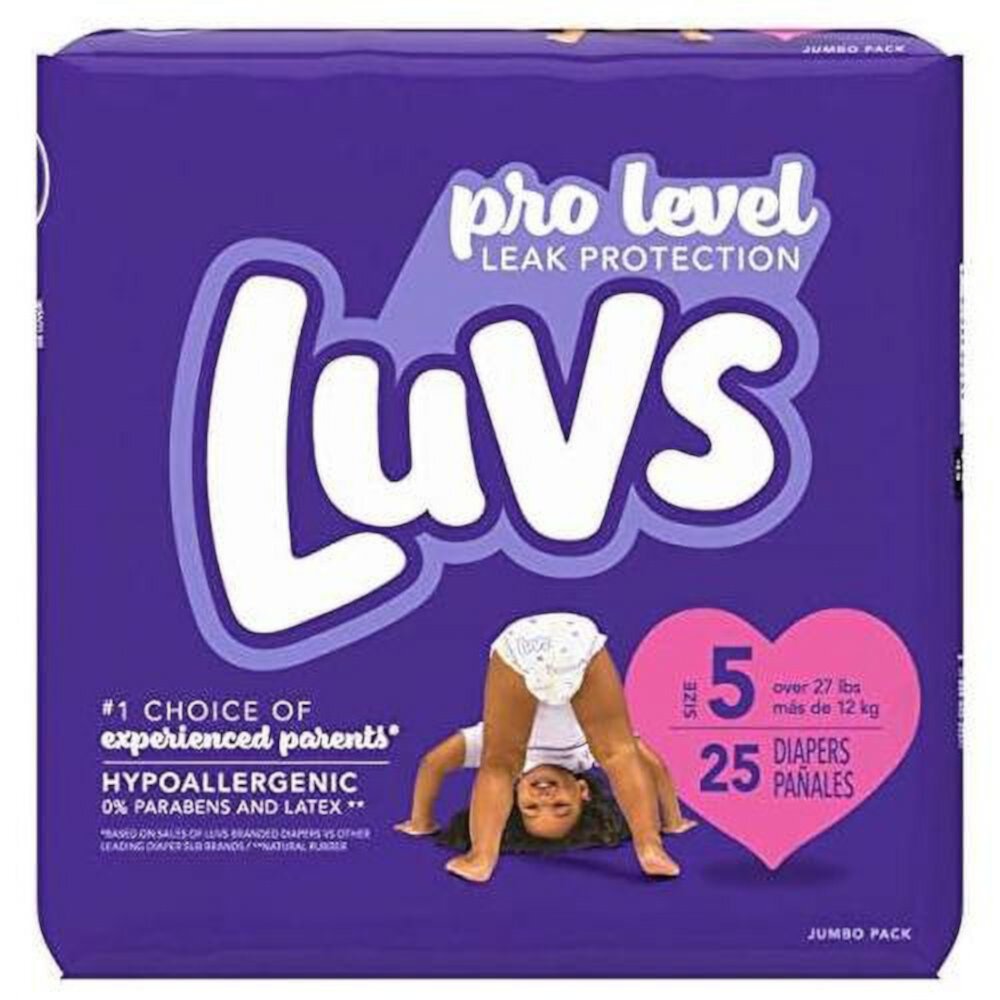 Подгузники Pro Level с защитой от протечек, размер 5, 50 штук (2 упаковки) Luvs