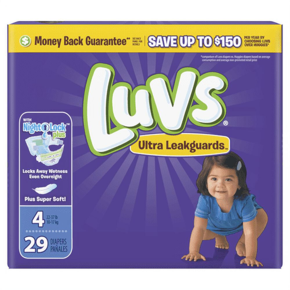 Luvs Ultra Leakguards Diapers with Night Lock, Size 4 Luvs