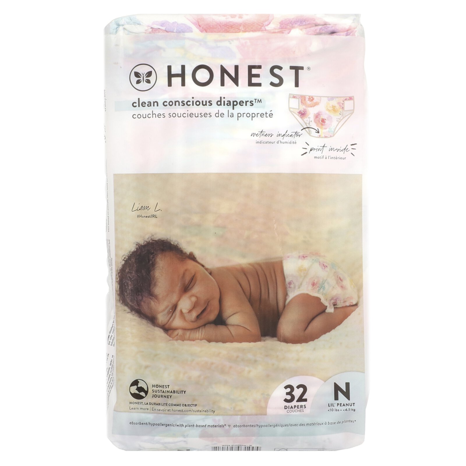 The Honest Company Honest Diapers, Newborn, Less Than 10 Pounds, Rose Blossom, 32 Diapers The Honest Company