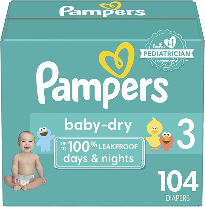 Pampers Baby Dry Diapers - Size 3, 104 Count, Absorbent Disposable Diapers Visit the Pampers Store