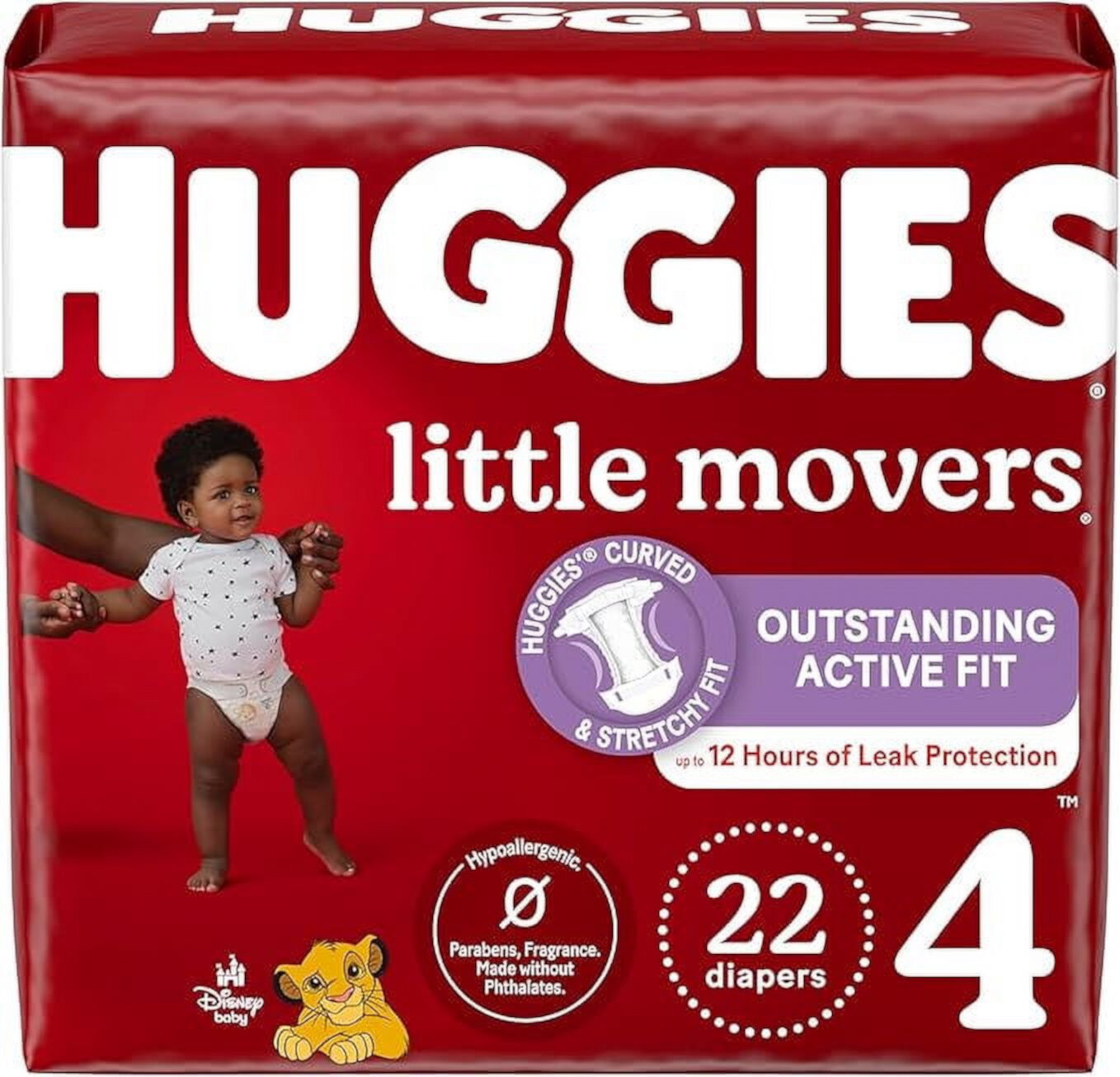 Huggies Size 4 Diapers, Little Movers Baby Diapers, Size 4 (22-37 lbs), 22 Count Huggies