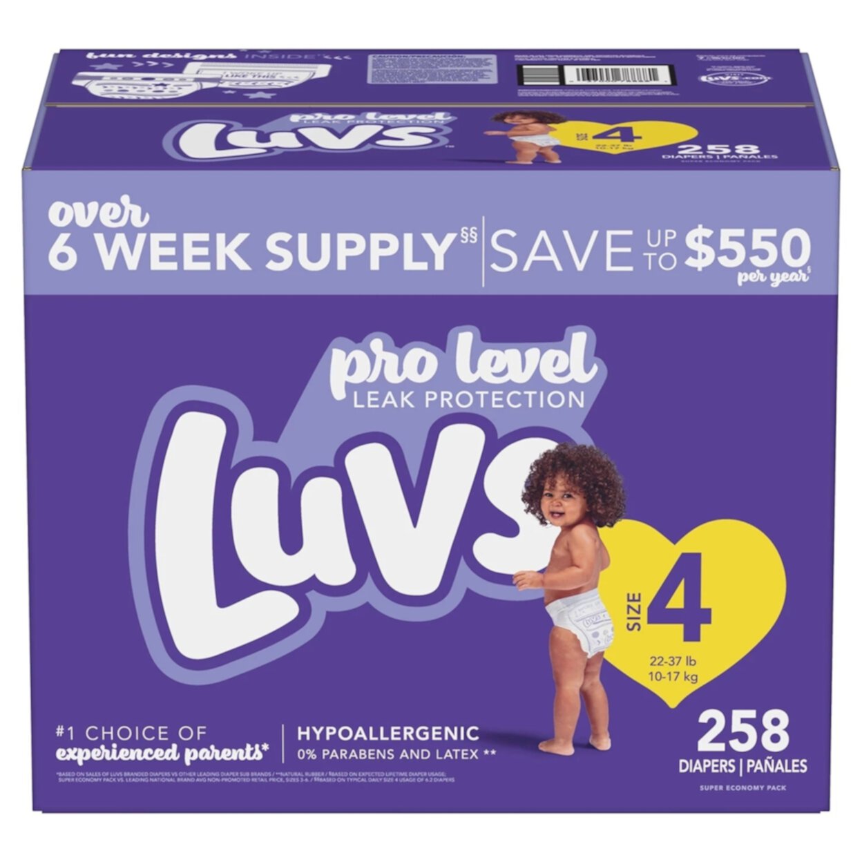 Luvs Pro Level Leak Protection Diapers Size 4 258 Count Luvs