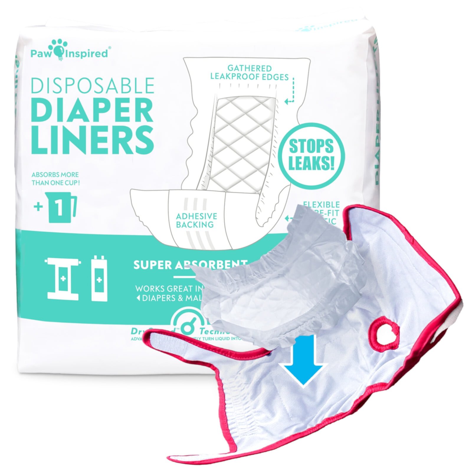 Paw Inspired Dog Diaper Liners , Inserts for Washable Covers, Female Dog Diapers, and Male Dog Belly Bands , Leakproof, Super Absorbent (30 Count) Diaper Liners 30 Count Visit the Paw Inspired Store