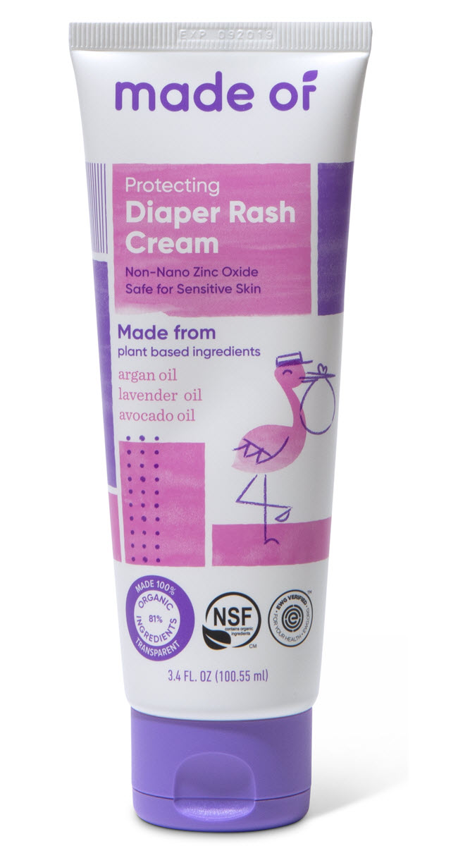 (1-Pack) Organic Diaper Rash Cream by MADE OF - NSF Organic - Fragrance Free - Organic Diaper Ointment for Sensitive Skin and Eczema Rash and Irritation - 3.4oz (Fragrance Free) MADE OF