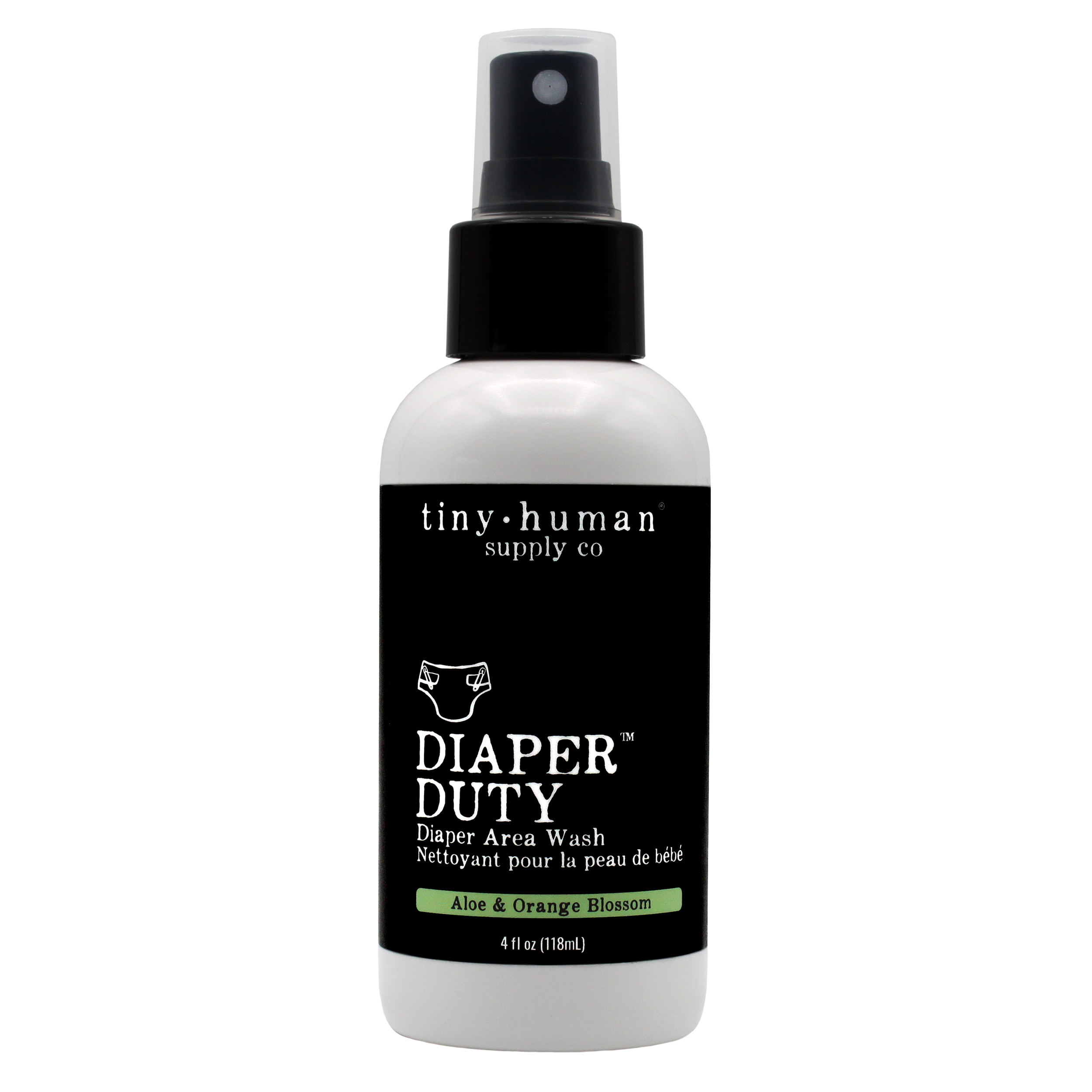 Diaper Duty Diaper Area Wash 4oz, Orange Blossom & Aloe, Gentle Cleansing Spray for Cloth Diapers Tiny Human