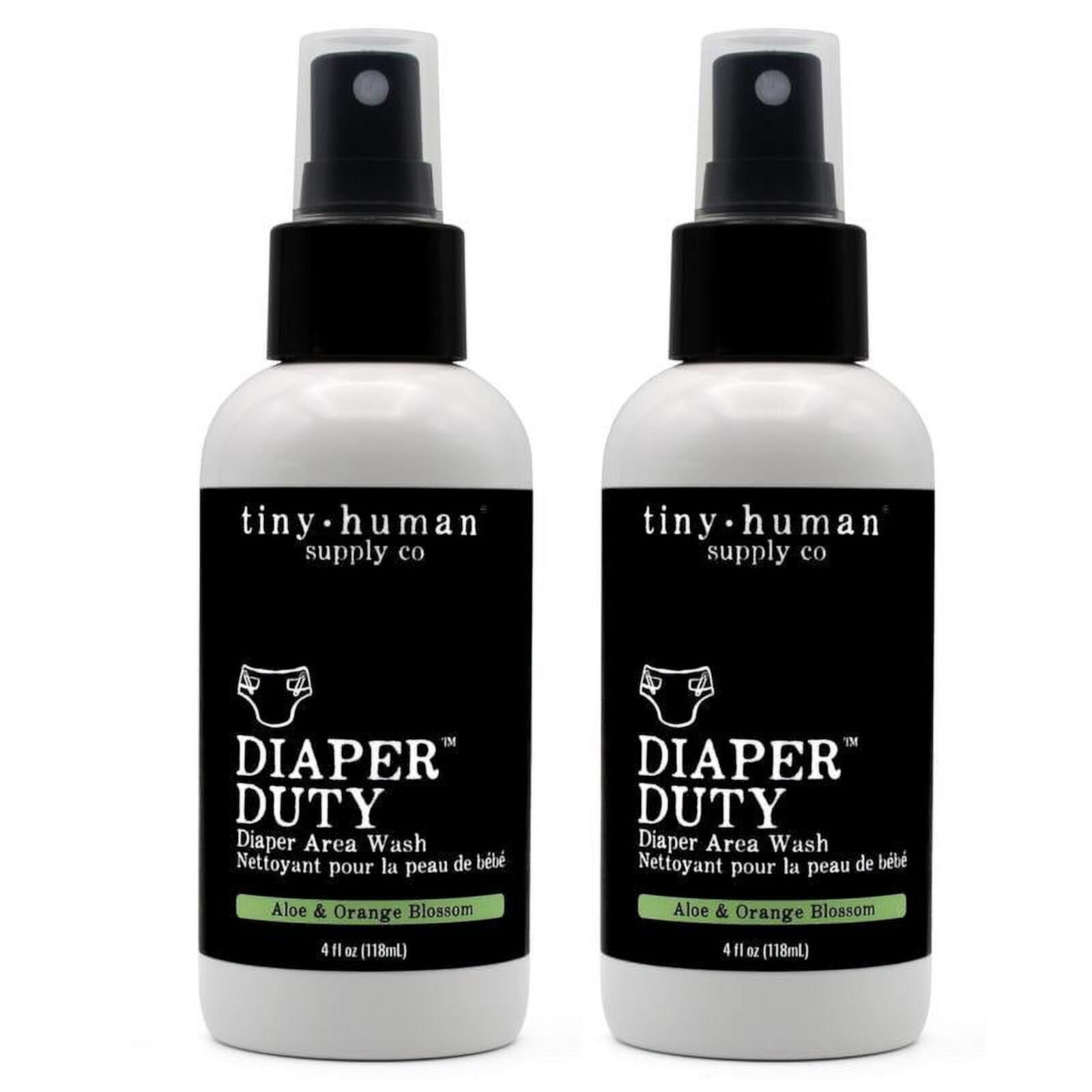 Diaper Duty Diaper Area Wash 4oz (2 pack), Orange Blossom & Aloe, Gentle Cleansing Spray for Cloth Diapers Tiny Human