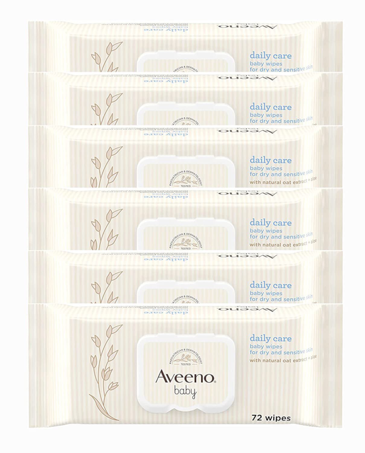 AVEENO Baby Daily Care Wipes Baby Wipes 72 Wipes (6 Packs of 72) Aveeno