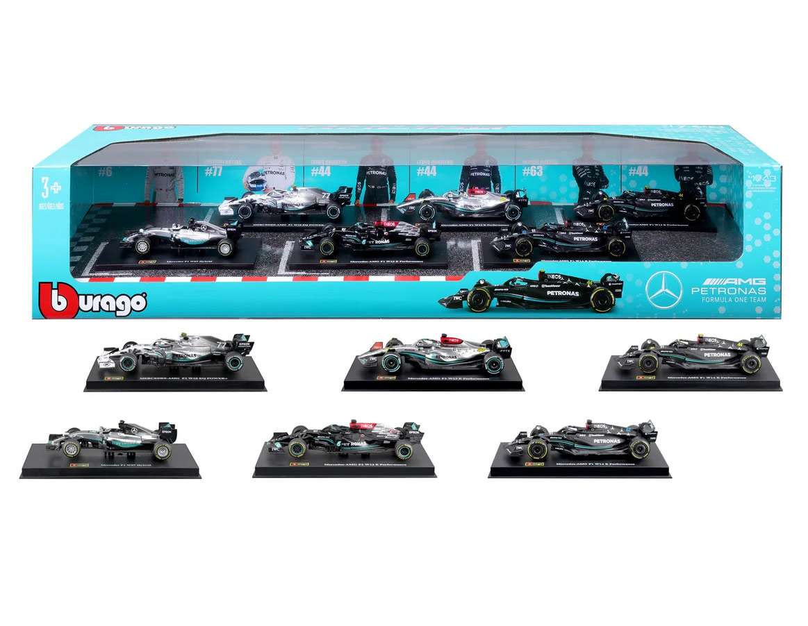 Burango Mercedes Formula Racing Die-cast Model 6-Pack Bburago