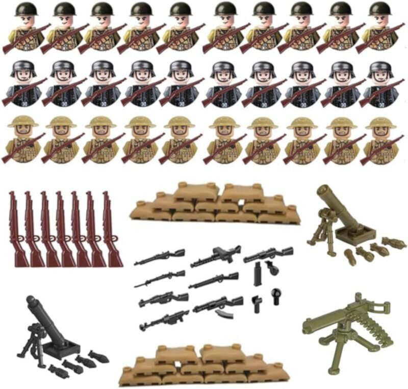 YX 101 Pieces WW2 Building Set Action Figures - Army Combat Playset with Mini World W2 Figures for Children —The Best Gift for Kids to Build a War Scene YX