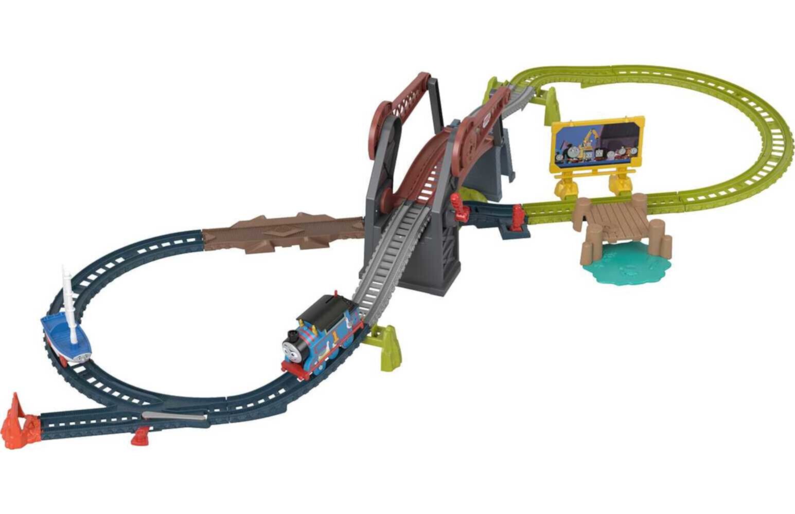 Thomas & Friends Bridge Lift Thomas & Skiff Toy Train Set with Motorized Engine & Boat Thomas & Friends