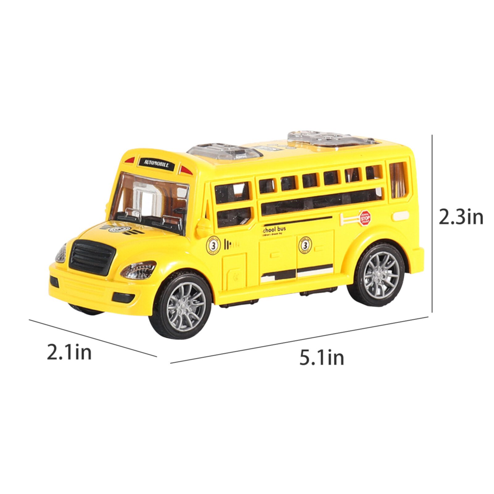 Lksixu School Bus Toys, Educational Toddler Toys 1/16 Scale Die Cast Plastic Car Model Toy Pull Back Inertia Vehicles Toys with Openable Door, Friction Powered Baby Bus Gifts for Age 3+ Kids Boys Lksixu