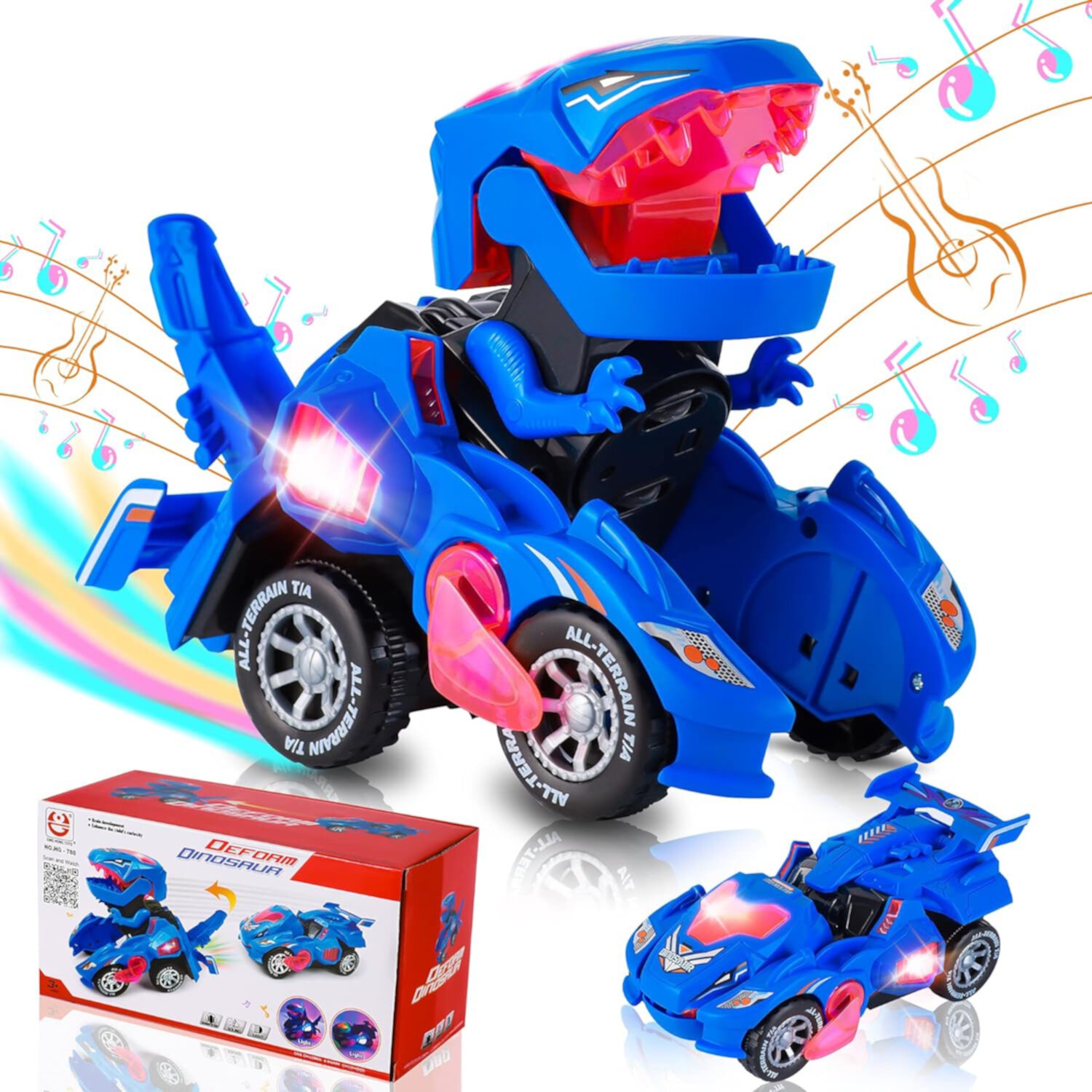 HopeRock Transforming Dinosaur Car Toys,2 in 1 Automatic Dinosaur Transform Car Toy,Dinosaur Toys for Kids 3-5 Year Old HopeRock