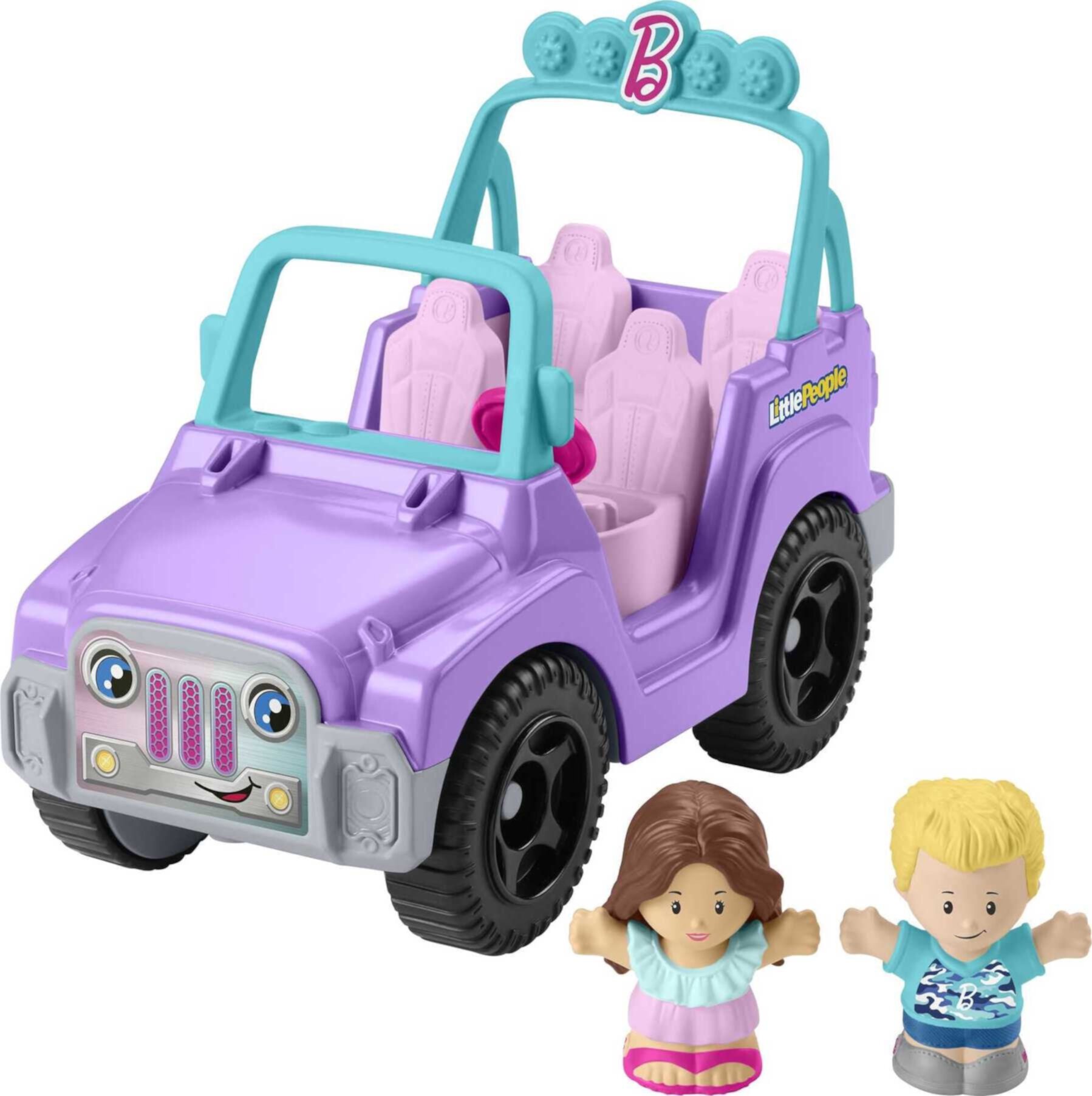 Fisher-Price Little People Barbie Beach Cruiser Toy Car with Music & 2 Figures for Toddlers Little People