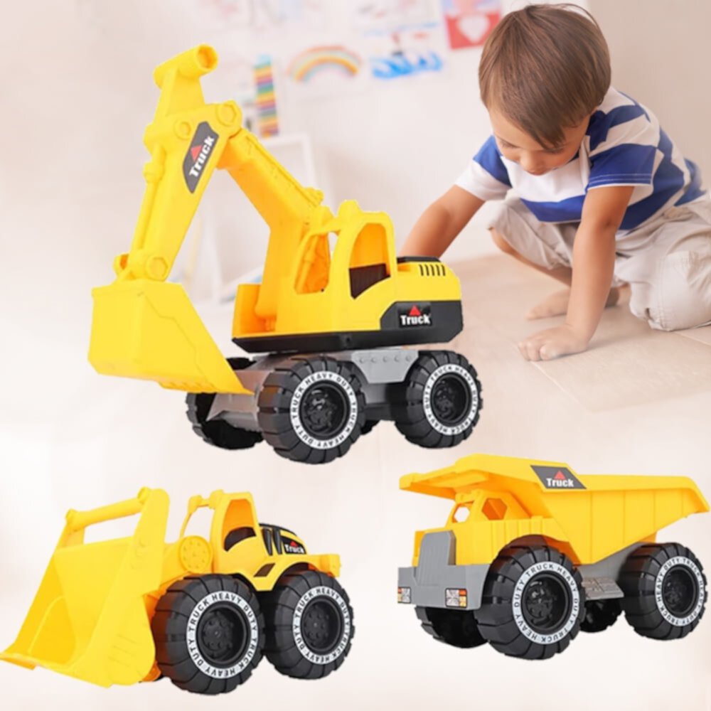 Engineering Construction Vehicle Set,3Pcs construction Play Car Toy,Outdoor Sandbox Car Toys for Kids Ages 2 & up,Dump Truck, Loader, Excavator,Best Birthday Gifts for Kid CEDQ