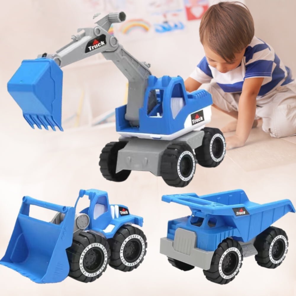 Engineering Construction Vehicle Set,3Pcs construction Play Car Toy,Outdoor Sandbox Car Toys for Kids Ages 2 & up,Dump Truck, Loader, Excavator,Best Birthday Gifts for Kid CEDQ